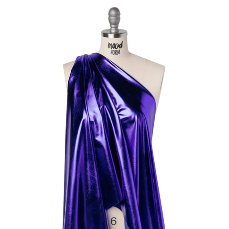 Foiled Faux Leather Stretch Knit - Royal Blue - Alison Collection