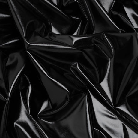 Foiled Faux Leather Stretch Knit - Black - Alison Collection