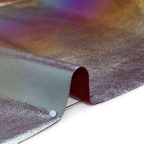 Crinkled Metallic Faux Leather - Silver, Yellow and Fuchsia Ombre - Adriana Collection