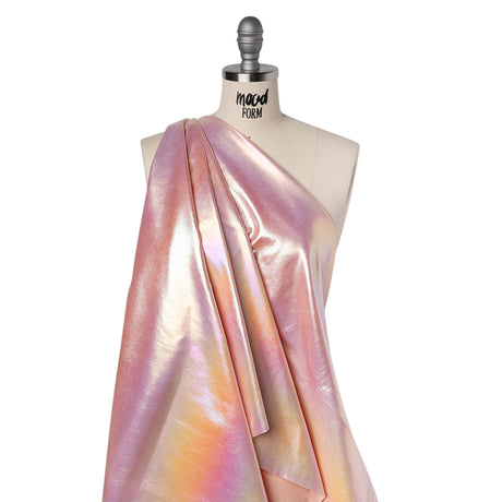 Crinkled Metallic Faux Leather - Pink and Yellow Ombre - Adriana Collection