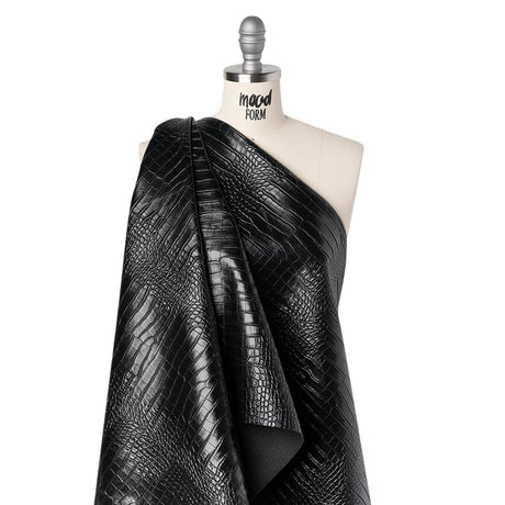 Crocodile Faux Leather Vinyl - Black - Kristin Collection