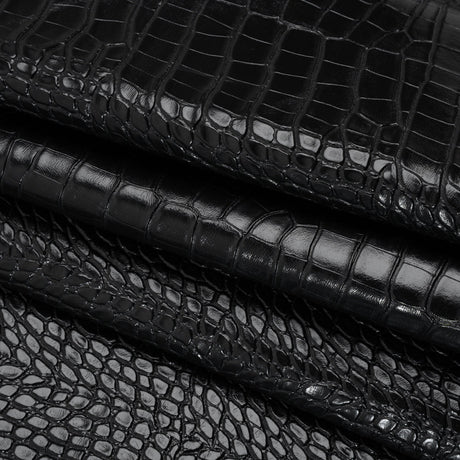 Crocodile Faux Leather Vinyl - Black - Kristin Collection