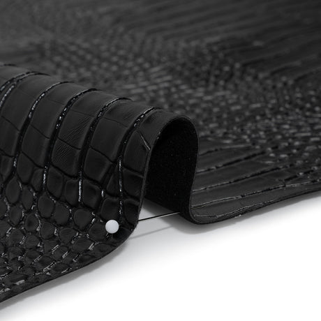 Crocodile Faux Leather Vinyl - Black - Kristin Collection