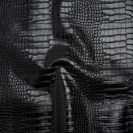 Crocodile Faux Leather Vinyl - Black - Kristin Collection