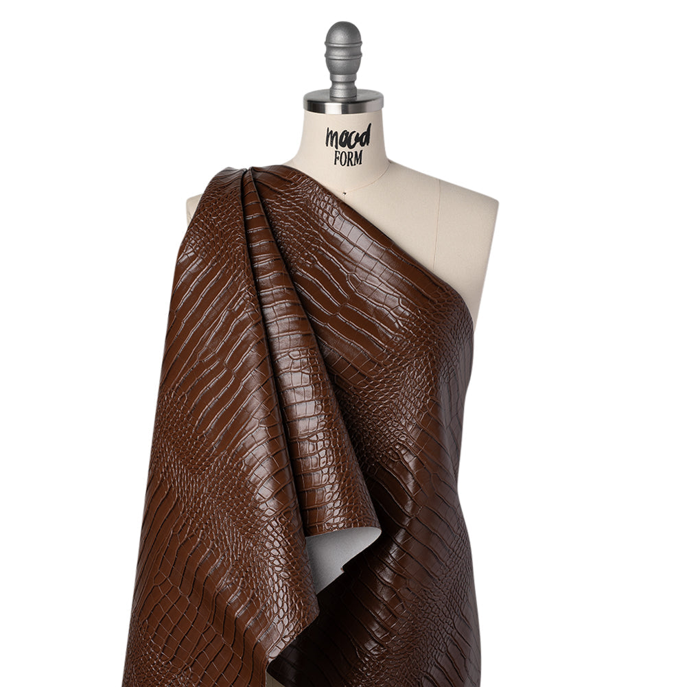 Crocodile Faux Leather Vinyl - Brown - Kristin Collection