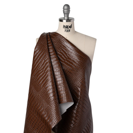 Crocodile Faux Leather Vinyl - Brown - Kristin Collection