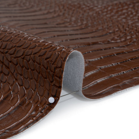 Crocodile Faux Leather Vinyl - Brown - Kristin Collection