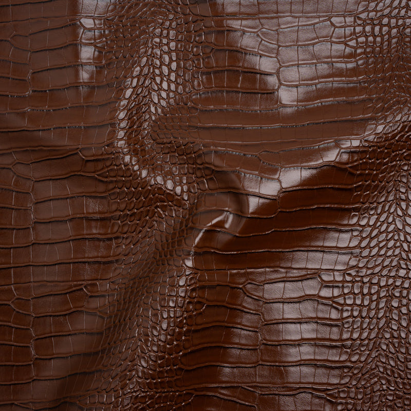 Crocodile Faux Leather Vinyl - Brown - Kristin Collection