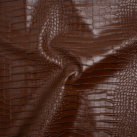 Crocodile Faux Leather Vinyl - Brown - Kristin Collection