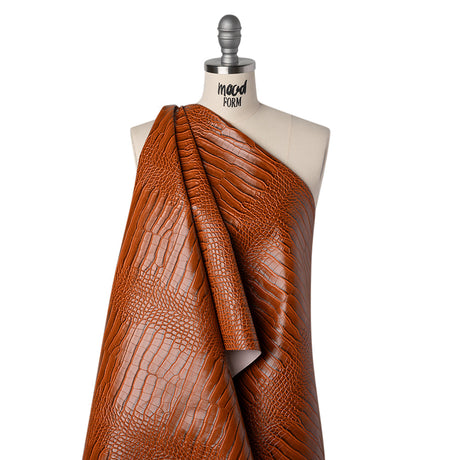 Crocodile Faux Leather Vinyl - Burnt Orange - Kristin Collection