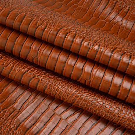 Crocodile Faux Leather Vinyl - Burnt Orange - Kristin Collection