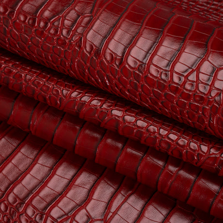 Crocodile Faux Leather Vinyl - Tango Red - Kristin Collection