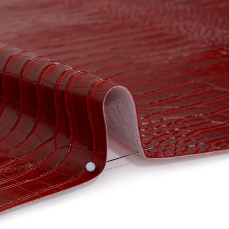 Crocodile Faux Leather Vinyl - Tango Red - Kristin Collection