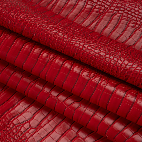 Crocodile Faux Leather Vinyl - Red - Kristin Collection