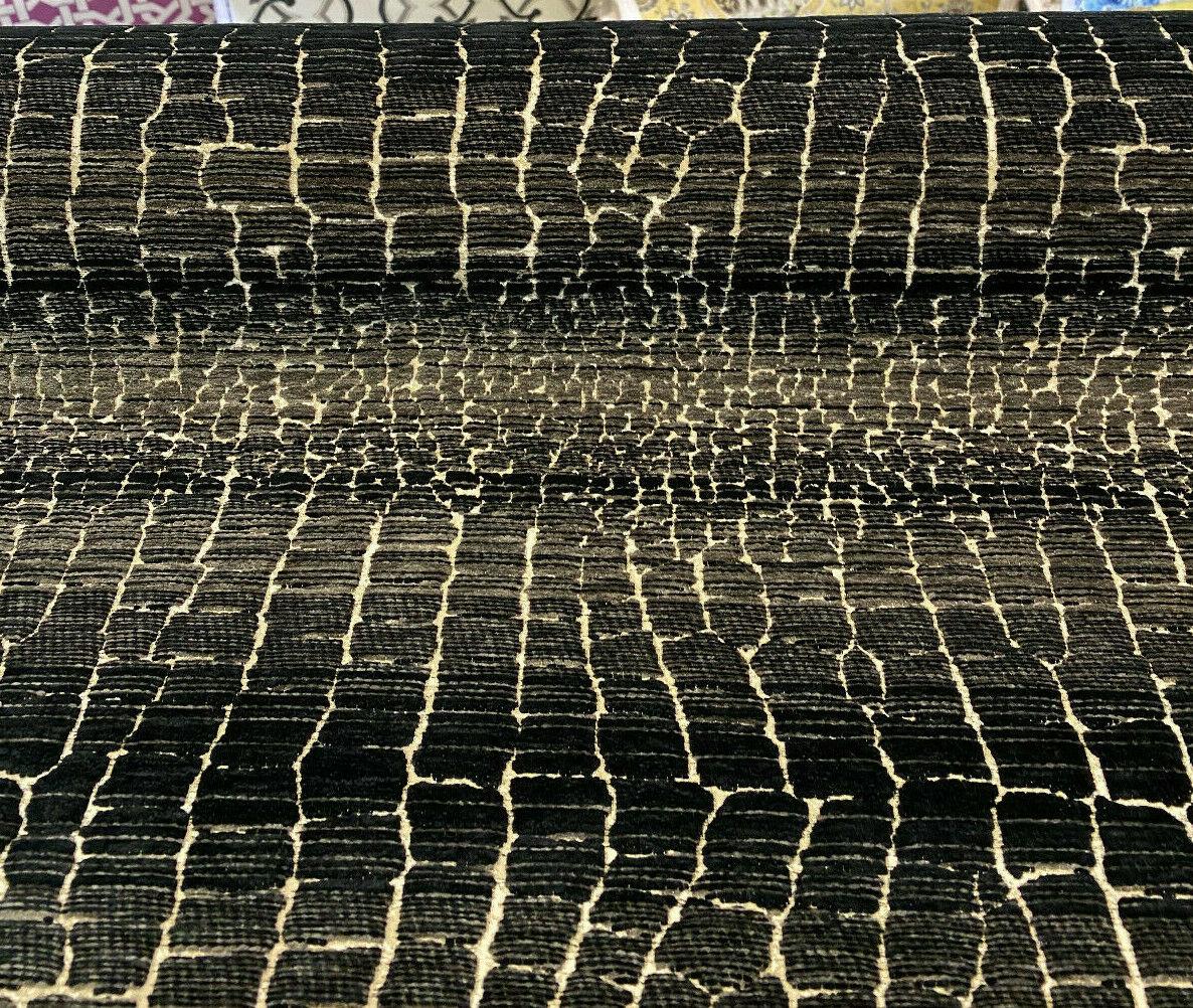 Fourwind Snake Scale Latex Backed Tfa Chenille Upholstery Fabric - Black Grey Beige Brown Snake Scale Pattern, 58" Width (1 Yard)