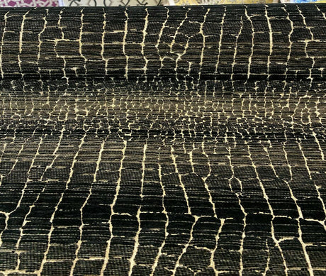 Fourwind Snake Scale Latex Backed Tfa Chenille Upholstery Fabric - Black Grey Beige Brown Snake Scale Pattern, 58" Width (1 Yard)
