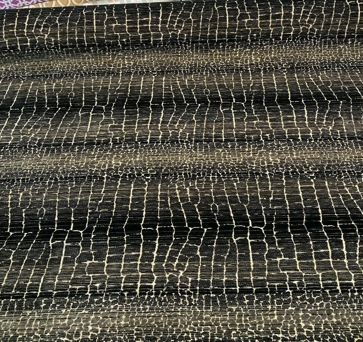 Fourwind Snake Scale Latex Backed Tfa Chenille Upholstery Fabric - Black Grey Beige Brown Snake Scale Pattern, 58" Width (1 Yard)