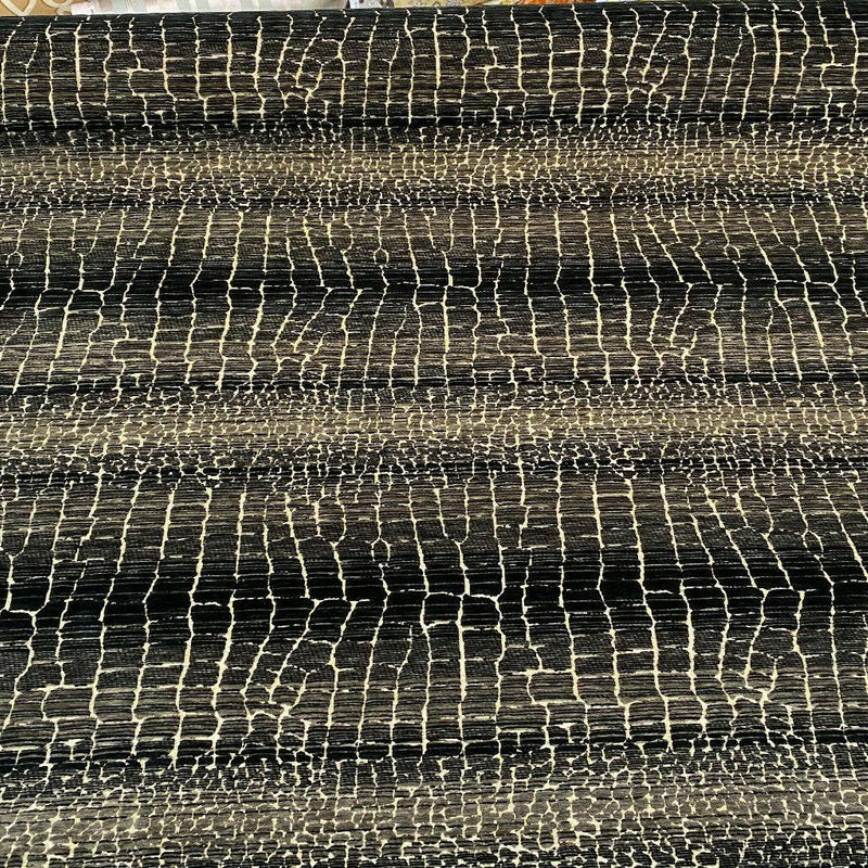 Fourwind Snake Scale Latex Backed Tfa Chenille Upholstery Fabric - Black Grey Beige Brown Snake Scale Pattern, 58" Width (1 Yard)