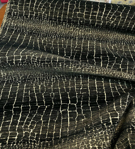 Fourwind Snake Scale Latex Backed Tfa Chenille Upholstery Fabric - Black Grey Beige Brown Snake Scale Pattern, 58" Width (1 Yard)