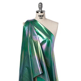 Metallic Lame Jacketing - Pastel Rainbow Ombre Stripe on Kelly Green - Inez Collection