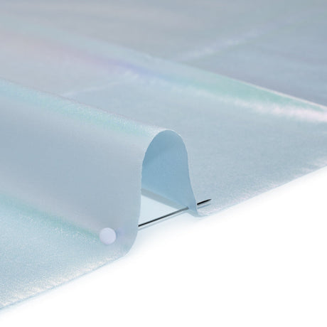 Metallic Lame Jacketing - Pastel Rainbow Ombre Stripe on Pale Blue - Inez Collection