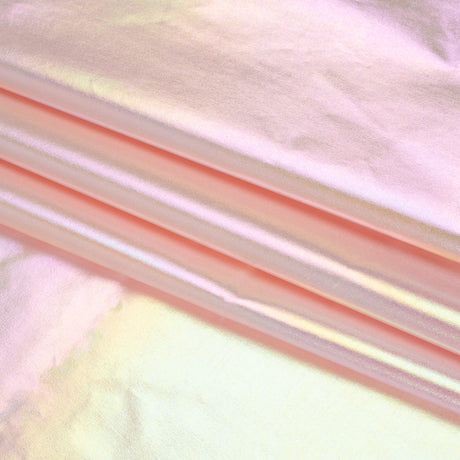 Metallic Lame Jacketing - Pastel Rainbow Ombre Stripe on Baby Pink - Inez Collection
