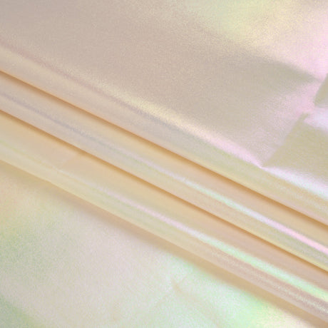 Metallic Lame Jacketing - Pastel Rainbow Ombre Stripe on Light Yellow - Inez Collection