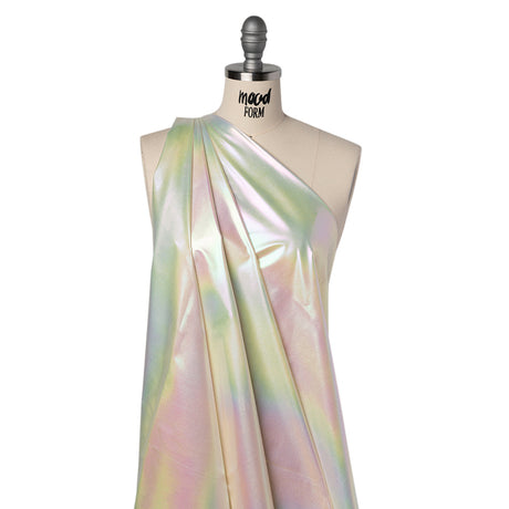 Metallic Lame Jacketing - Pastel Rainbow Ombre Stripe on Ivory - Inez Collection