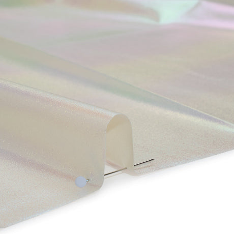 Metallic Lame Jacketing - Pastel Rainbow Ombre Stripe on Ivory - Inez Collection