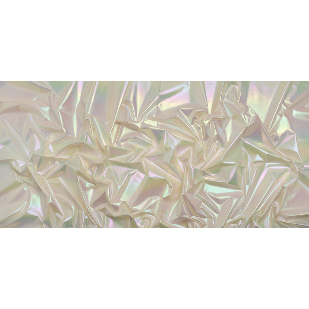 Metallic Lame Jacketing - Pastel Rainbow Ombre Stripe on Ivory - Inez Collection