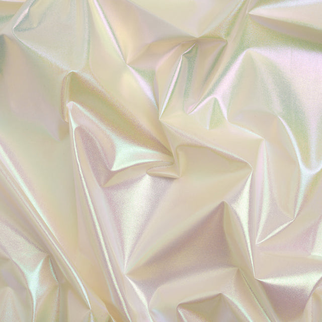 Metallic Lame Jacketing - Pastel Rainbow Ombre Stripe on Ivory - Inez Collection