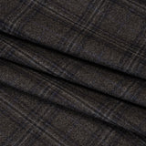 Super 130s Wool Twill Suiting Made in Italy - Charcoal Gray and Navy Plaid - Deadstock