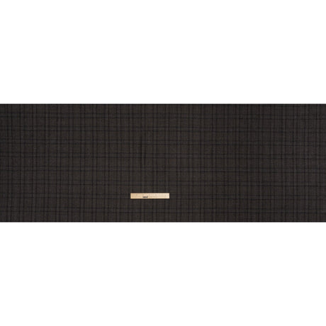 Super 130s Wool Twill Suiting Made in Italy - Charcoal Gray and Navy Plaid - Deadstock