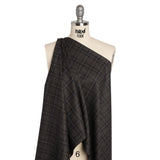 Super 130s Wool Twill Suiting Made in Italy - Charcoal Gray and Navy Plaid - Deadstock