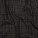 Super 130s Wool Twill Suiting Made in Italy - Charcoal Gray and Navy Plaid - Deadstock