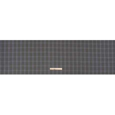 Super 130s Wool Twill Suiting Made in Italy - Gray and Sky Blue Plaid - Deadstock