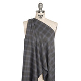 Super 130s Wool Twill Suiting Made in Italy - Gray and Sky Blue Plaid - Deadstock
