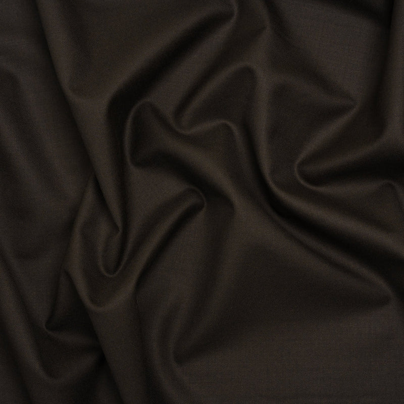 Super 150s Wool Twill Suiting Made in Italy - Coffee Brown - Deadstock