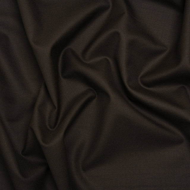 Super 150s Wool Twill Suiting Made in Italy - Coffee Brown - Deadstock