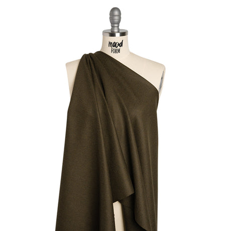 Brushed Wool Twill Suiting Made in Italy - Heathered Olive Green - Deadstock