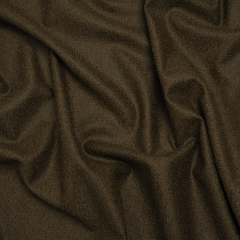 Brushed Wool Twill Suiting Made in Italy - Heathered Olive Green - Deadstock
