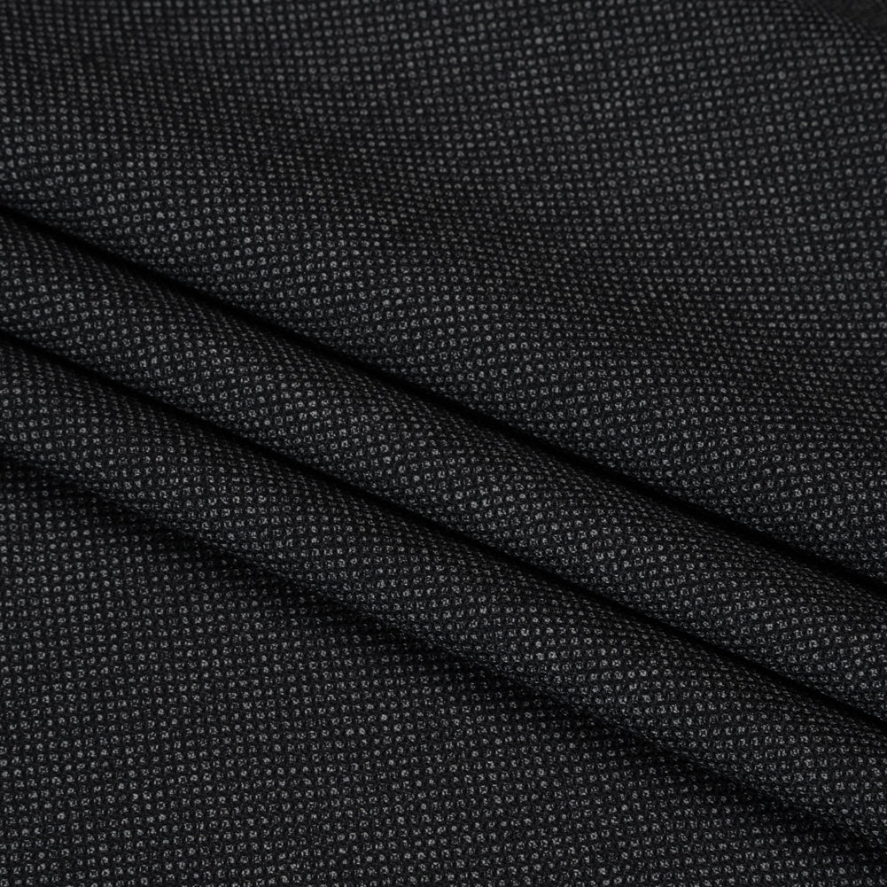 Super 120s Wool Dobby Suiting Made in Italy - Black and White Spots - Deadstock