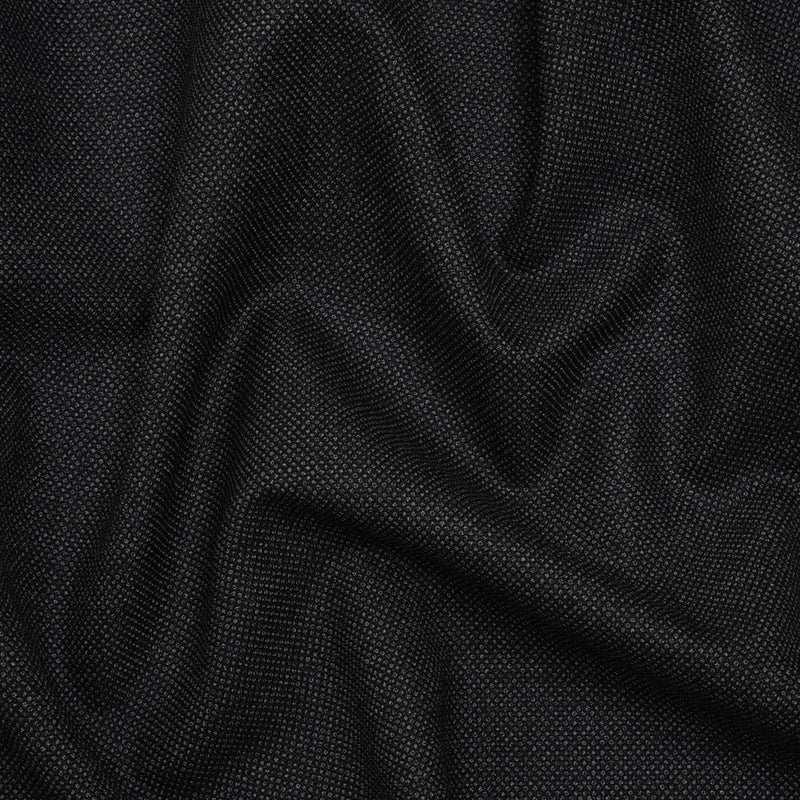 Super 120s Wool Dobby Suiting Made in Italy - Black and White Spots - Deadstock