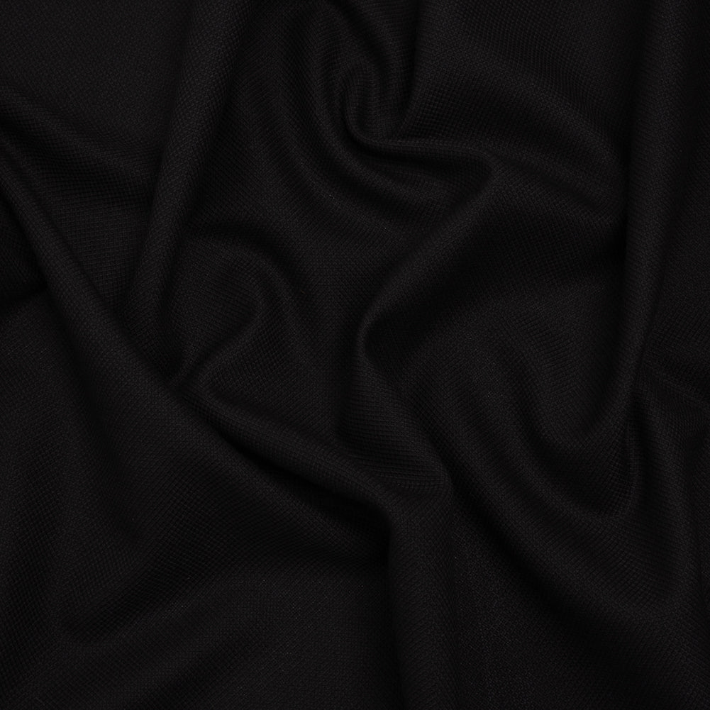 Wool Basketweave Suiting Made in Italy - Black - Deadstock
