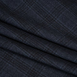 Super 130s Wool Suiting Made in Italy - Dark Blue and Black Plaid - Deadstock