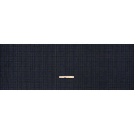 Super 130s Wool Suiting Made in Italy - Dark Blue and Black Plaid - Deadstock