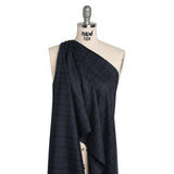Super 130s Wool Suiting Made in Italy - Dark Blue and Black Plaid - Deadstock