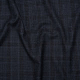 Super 130s Wool Suiting Made in Italy - Dark Blue and Black Plaid - Deadstock