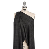 Super 130s Wool Suiting Made in Italy - Charcoal, Black and Brown Plaid - Deadstock