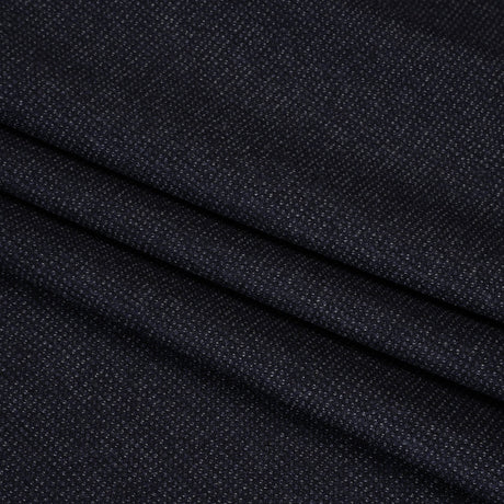 Super 130s Wool Dobby Suiting Made in Italy - Navy and White Spots - Deadstock
